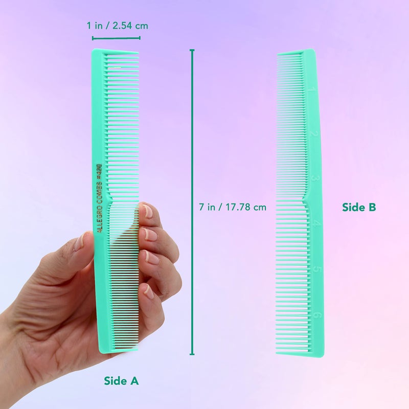 Allegro Combs 420 Hair Stylist Barbers Cutting Combs Beard Comb Mustache Mens Women Toddler Boys Braiding Hair Parting USA 3 Pc. (Fresh mint) - Image 3